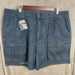 Guide Gear Mens Blue Cotton Cargo Shorts Elastic Waist Size 40